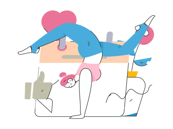 Mulher fitness fazendo ioga  Ilustração