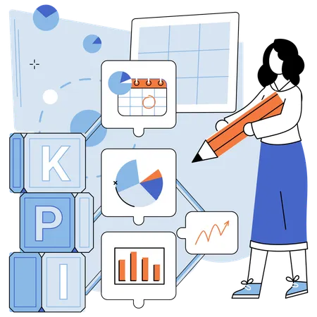 A mulher fornece medidas quantificáveis de qualidade e eficiência  Ilustração