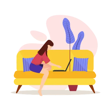 Mulher Freelancer trabalhando em casa  Illustration