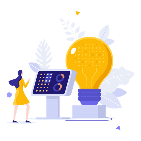 Mulher gerando ideia inovadora  Ilustração