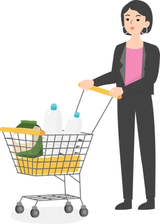 Gerente feminina fazendo compras de supermercado  Ilustração