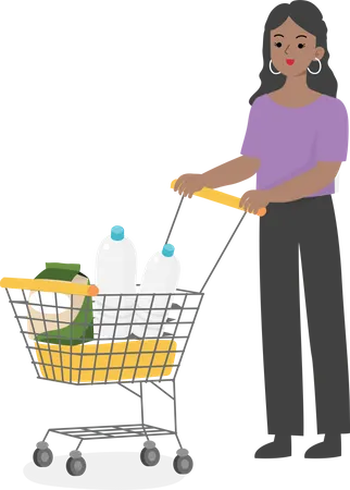 Gerente feminina fazendo compras de supermercado  Ilustração