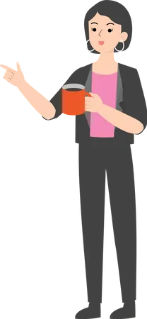 Gerente feminina segurando uma xícara de café  Ilustração