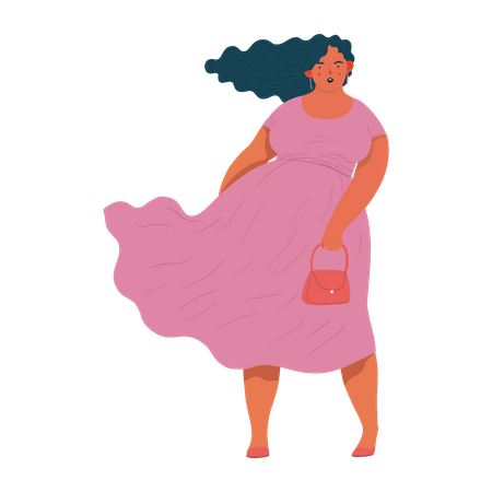 Mulher gorda de vestido  Ilustração