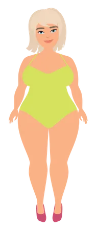 Mulher gorda em traje de banho  Ilustração