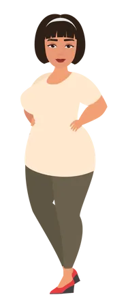 Mulher gorda feliz  Ilustração