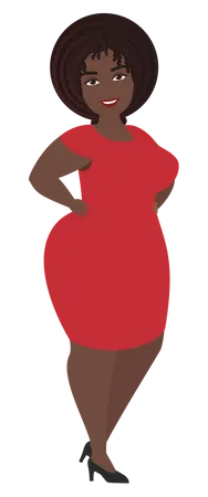 Mulher gorda usando vestido  Ilustração