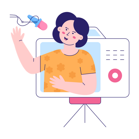 Mulher gravando vlog  Ilustração