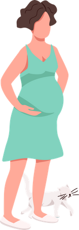 Mulher grávida com gato Illustration