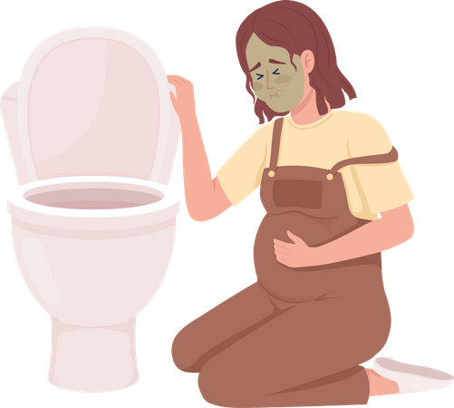 Mulher grávida com náusea  Ilustração