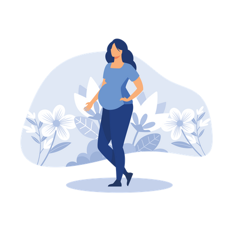 Mulher grávida esperando um bebê  Ilustração