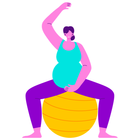 Mulher grávida fazendo exercício  Ilustração