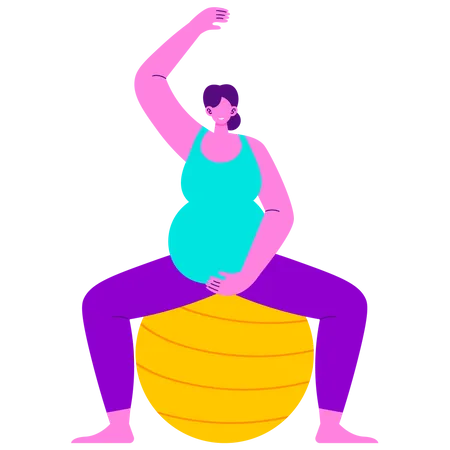 Mulher grávida fazendo exercício  Ilustração