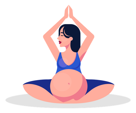 Mulher grávida fazendo ioga  Ilustração