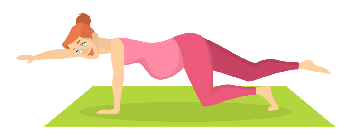 Mulher grávida fazendo ioga  Ilustração