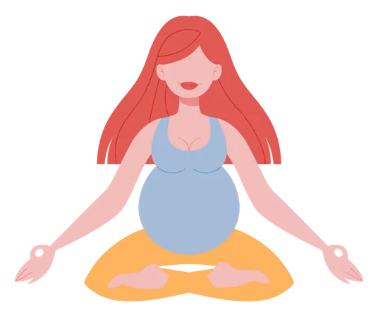 Mulher grávida fazendo meditação  Ilustração