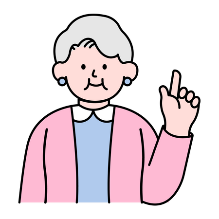 Mulher idosa apontando o dedo  Ilustração