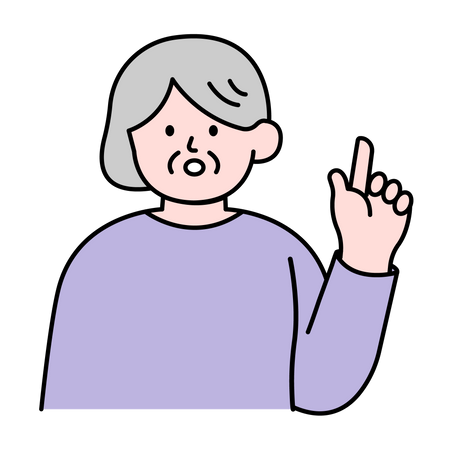 Mulher idosa apontando para cima  Ilustração