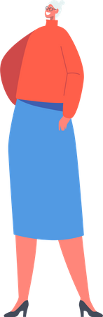 Mulher idosa com braço na cintura  Ilustração