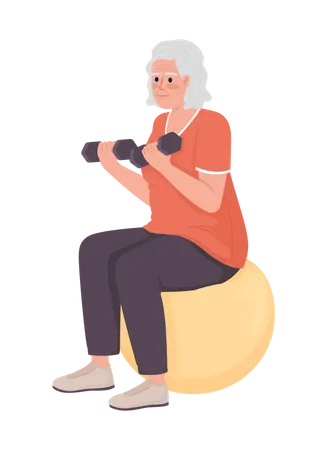 Mulher idosa se exercitando  Ilustração