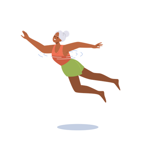 Mulher idosa nadando na piscina  Ilustração