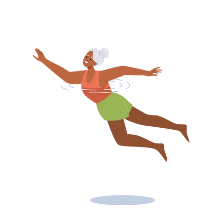 Mulher idosa nadando na piscina  Ilustração