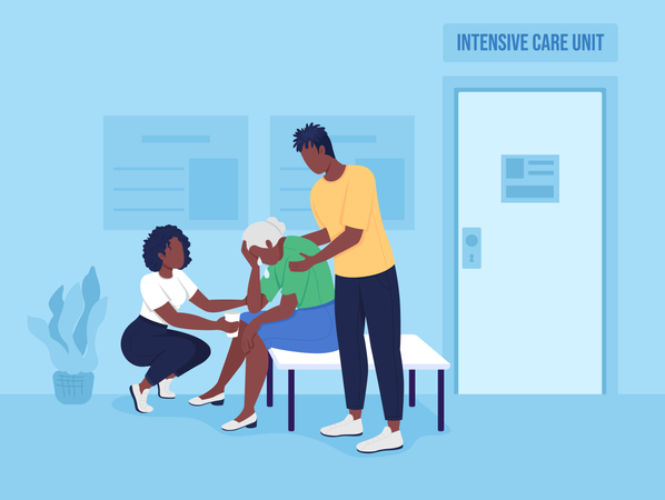 Mulher idosa sentindo dor de cabeça  Ilustração