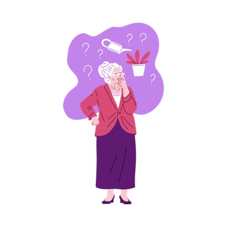 Mulher idosa sofre de doença de Alzheimer  Illustration