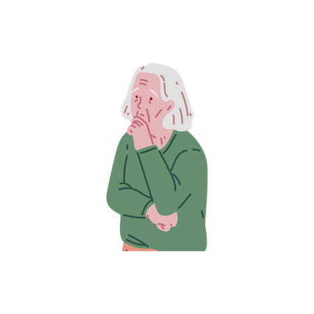 Mulher idosa sofrendo de demência  Ilustração