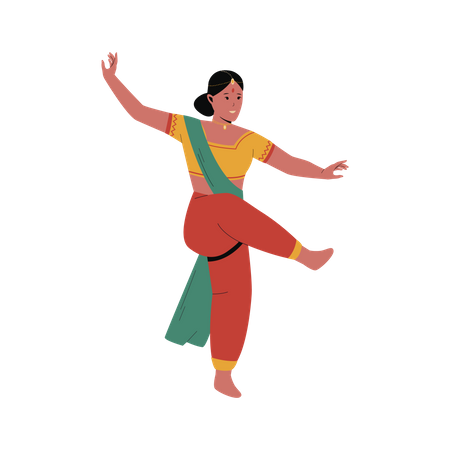 Mulher indiana realizando dança tradicional  Ilustração