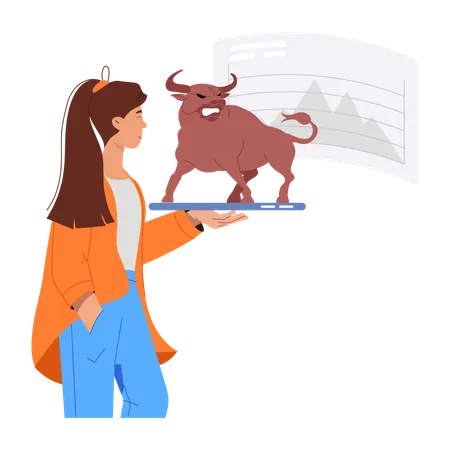 Mulher investiu no Bull Share Market  Ilustração