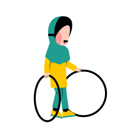Mulher islâmica brincando com bambolê  Ilustração