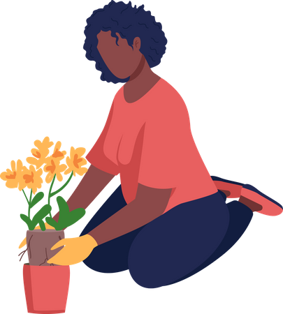 Mulher Jardinagem  Ilustração