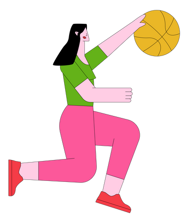 Mulher jogando basquete  Ilustração