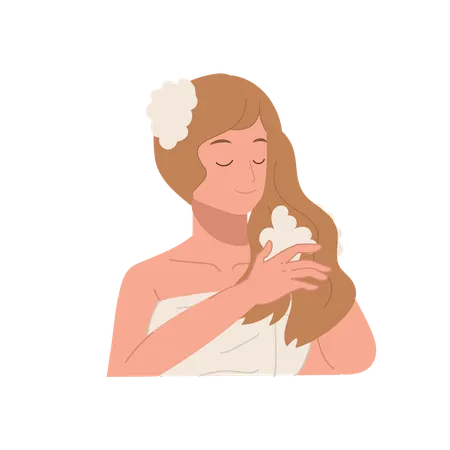 Mulher lavando cabelo  Ilustração