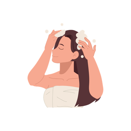 Mulher lavando cabelo  Ilustração