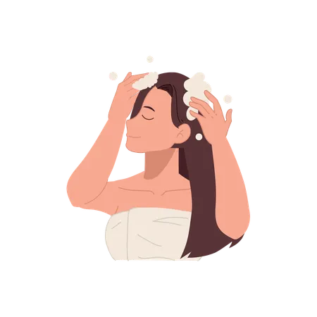 Mulher lavando cabelo  Ilustração