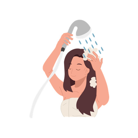 Mulher lavando cabelo  Ilustração