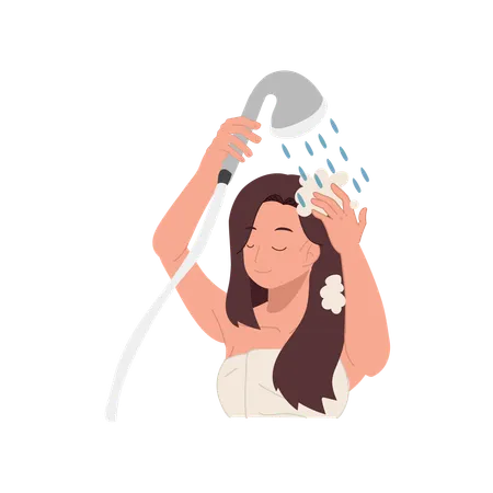 Mulher lavando cabelo  Ilustração