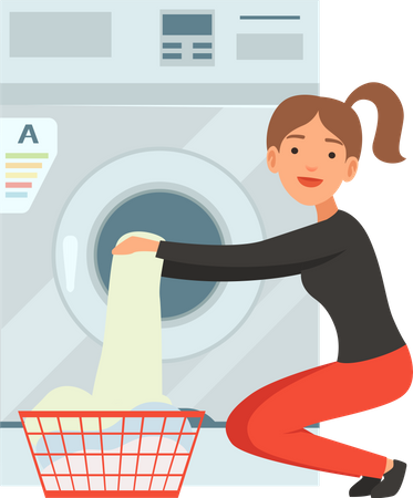 Mulher lavando roupa  Ilustração
