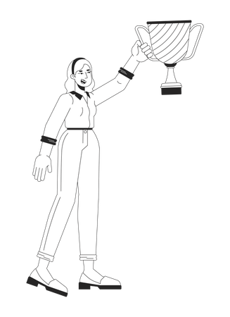 Mulher loira caucasiana levantando a xícara  Ilustração
