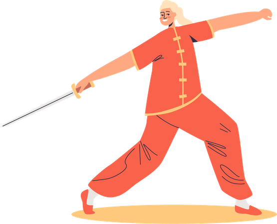 Mulher lutadora de kung fu  Ilustração