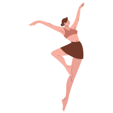 Mulher magra dançando balé  Ilustração