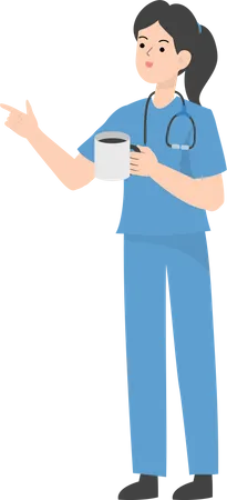 Médica tomando café  Ilustração