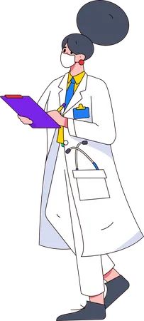 Médica escrevendo nota  Ilustração