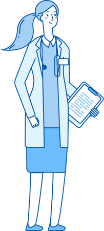Médica, segurando o relatório do paciente  Ilustração