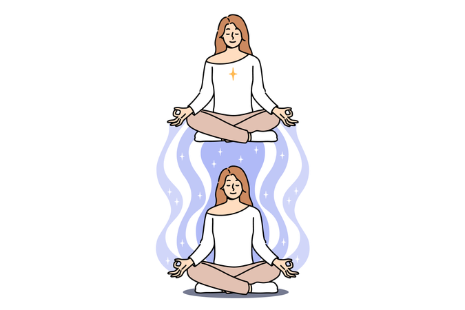 Mulher meditando na posição de lótus  Ilustração