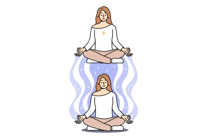 Mulher meditando na posição de lótus  Ilustração