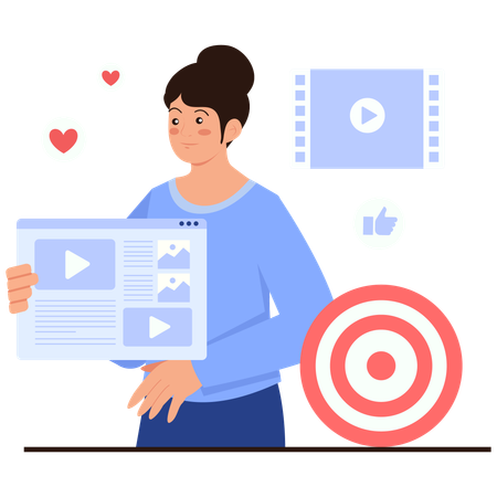 Mulher mostrando campanha social direcionada  Ilustração