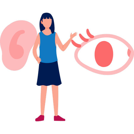 Mulher mostrando globo ocular  Ilustração